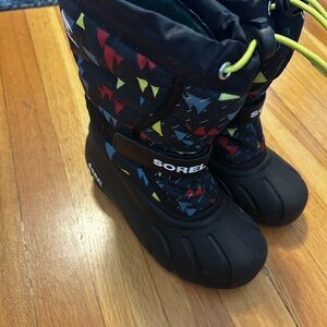 Sorel Kids' Black and Multicolor Snow Boots